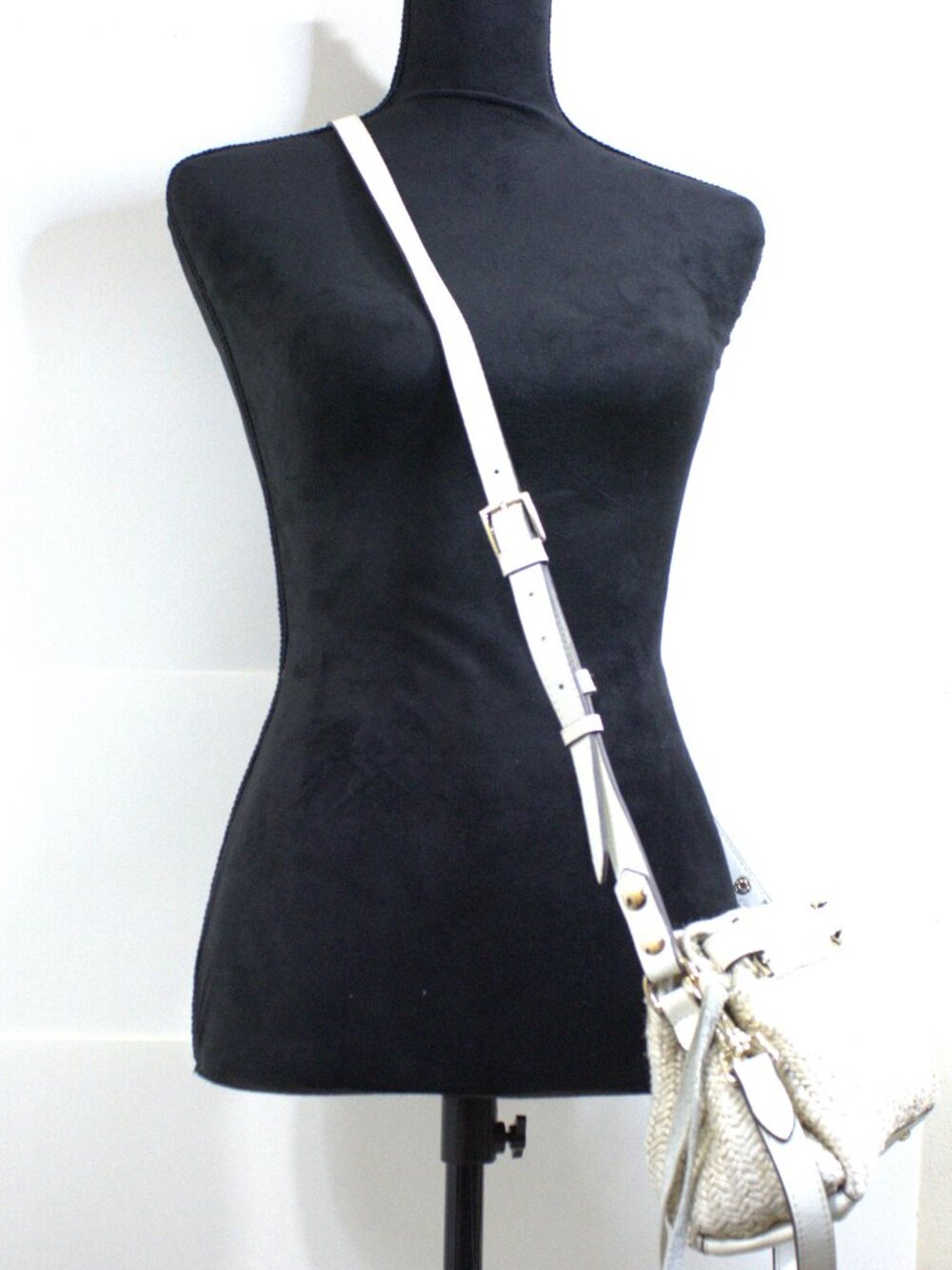 Aimee Kestenberg Raffia Biege Crossbody with Leather, Gold Hardware